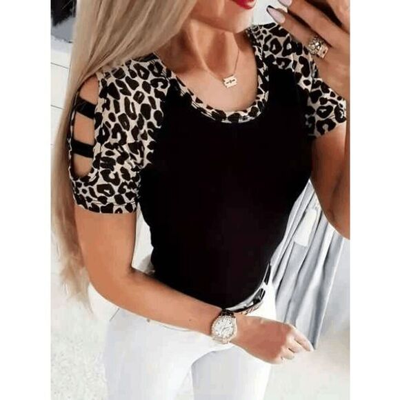 Leopard Print Blouse Top Shirt - Picture 1 of 6